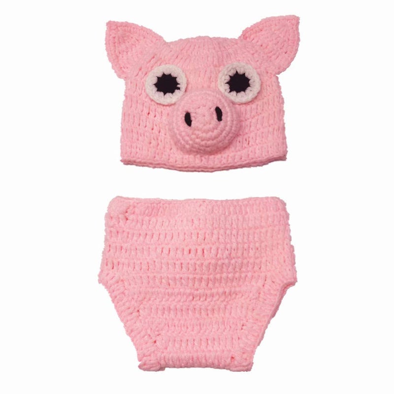 SUNBABY Newborn Photography Props Baby Knitting Wool Material Photography Costume Cute Animal Style Baby Crochet Clothes (Pink Pig) - Image 2